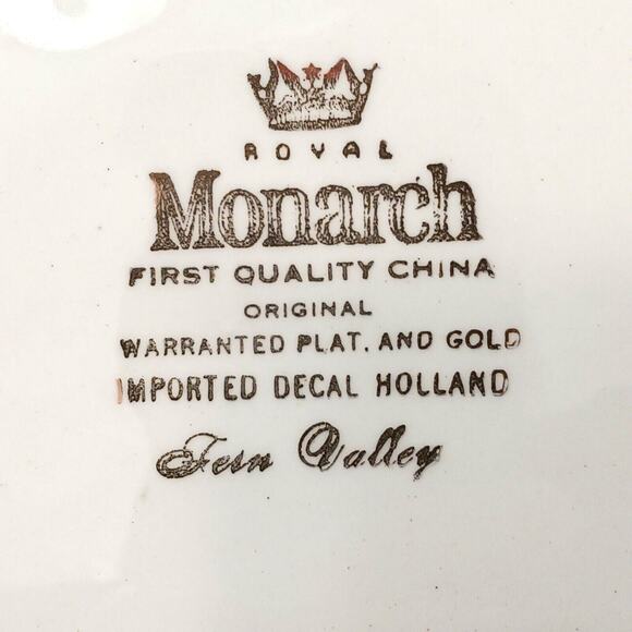 Royal Monarch China Fern Valley 6.5" Dessert Plate Holland MCM VNTG Replacement - Picture 15 of 16
